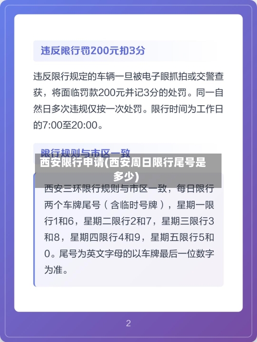 西安限行申请(西安周日限行尾号是多少)